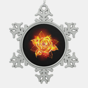 Roos voor bloei tin sneeuwvlok ornament