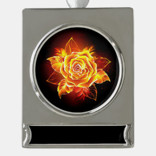 Roos voor bloei verzilverd banner ornament