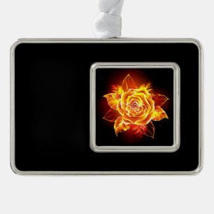 Roos voor bloei verzilverd kader ornament