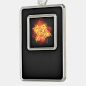 Roos voor bloei verzilverd kader ornament (Links)