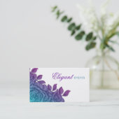 Roos voor bruiloft Planner Flower Blue Paars Visitekaartje (Staand voorkant)
