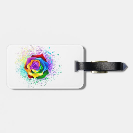 Roos voor kleurrijke regenboog bagagelabel (Achterkant horizontaal)