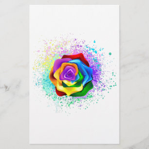 Roos voor kleurrijke regenboog briefpapier