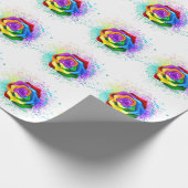 Roos voor kleurrijke regenboog cadeaupapier (Hoek)