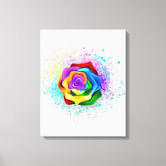 Roos voor kleurrijke regenboog canvas afdruk (Voorkant)