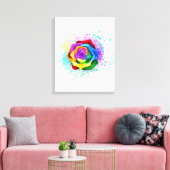 Roos voor kleurrijke regenboog canvas afdruk (Insitu (Woonkamer))