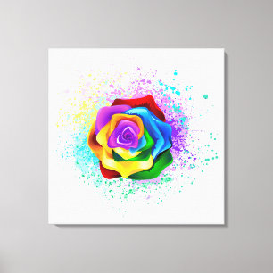 Roos voor kleurrijke regenboog canvas afdruk