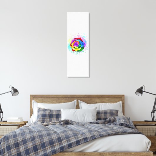 Roos voor kleurrijke regenboog canvas afdruk (Insitu (Slaapkamer))