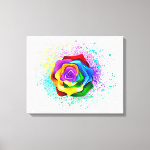 Roos voor kleurrijke regenboog canvas afdruk