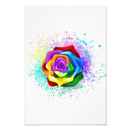 Roos voor kleurrijke regenboog foto afdruk (Voorkant)