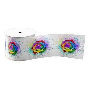 Roos voor kleurrijke regenboog grosgrain lint