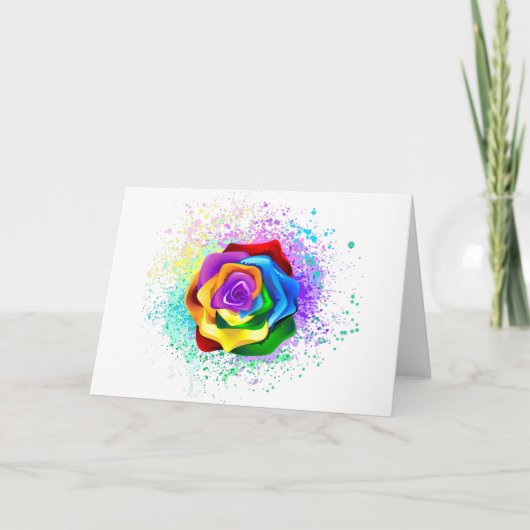 Roos voor kleurrijke regenboog kaart (Voorkant)