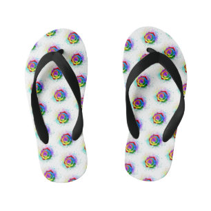 Roos voor kleurrijke regenboog kinder teenslippers