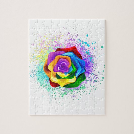 Roos voor kleurrijke regenboog legpuzzel (Verticaal)