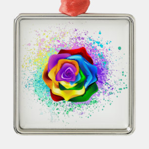 Roos voor kleurrijke regenboog metalen ornament