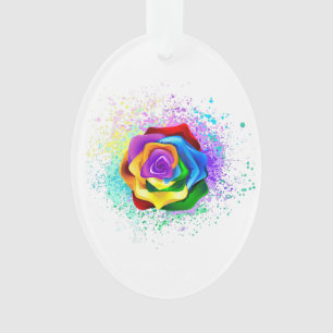 Roos voor kleurrijke regenboog ornament