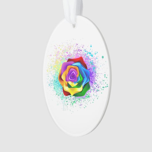 Roos voor kleurrijke regenboog ornament (voorkant)