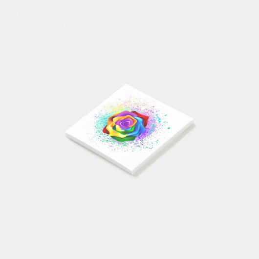 Roos voor kleurrijke regenboog post-it® notes (Schuin)