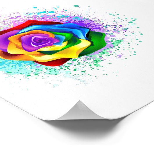 Roos voor kleurrijke regenboog poster (Hoek)