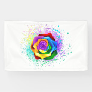 Roos voor kleurrijke regenboog spandoek