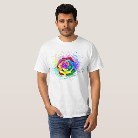 Roos voor kleurrijke regenboog t-shirt (Voorkant volledig)