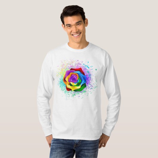 Roos voor kleurrijke regenboog t-shirt (Voorkant volledig)