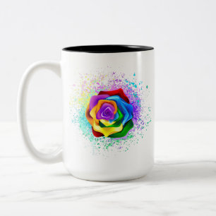 Roos voor kleurrijke regenboog tweekleurige koffiemok