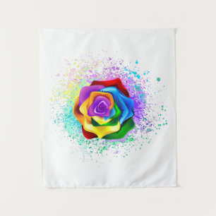 Roos voor kleurrijke regenboog wandkleed