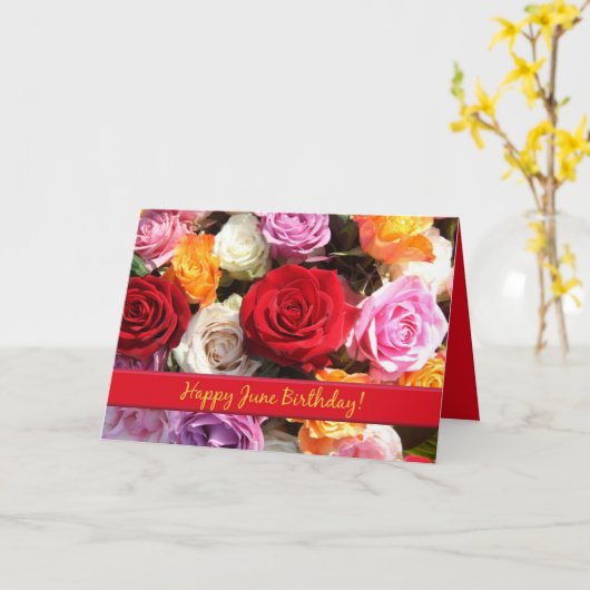 Roos voor verjaardag in juni, geboortemaand bloem kaart (Gele Bloem)