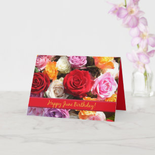 Roos voor verjaardag in juni, geboortemaand bloem kaart