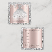 Roos voor Weddenevenementen Gold GlitterSilver-dri Afsprakenkaartje (Voorkant / Achterkant)