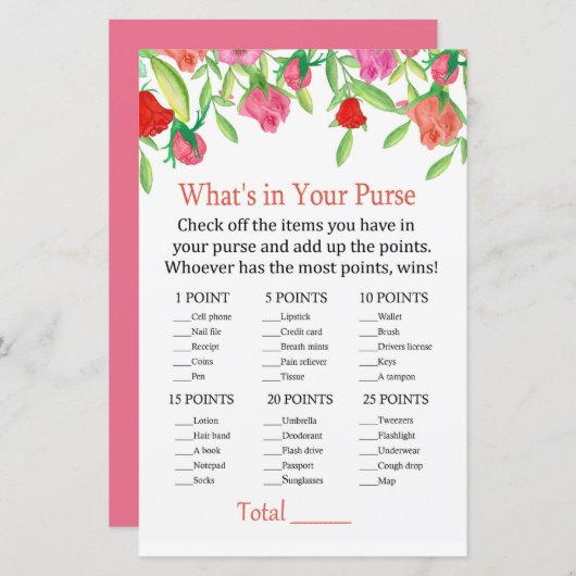 Roos Wat zit er in je handtas? (Voorkant / Achterkant)