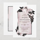 Roos Waterverf Floral Wedding Rustic Dusty Kaart (Voorkant / Achterkant)