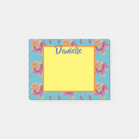 Roos Waterverf Kunst Vrouwen Naam Post it Notes (Voorkant)