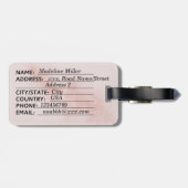 Roos Waterverf Naam Monogram Bagagelabel (Achterkant horizontaal)