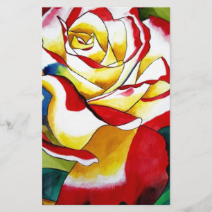 Roos waterverf oorspronkelijke kunstbloem briefpapier