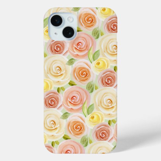 Roos waterverf Pattered Case-Mate iPhone Case (Achterkant)