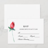 Roos Waterverf Stem Wedding RSVP Kaartje (Voorkant / Achterkant)