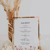 Roos Wedding Bar Menu Sign Sjabloon Poster