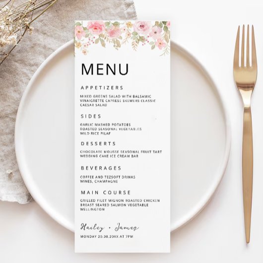 Roos Wedding Menu Kaarten Sjabloon