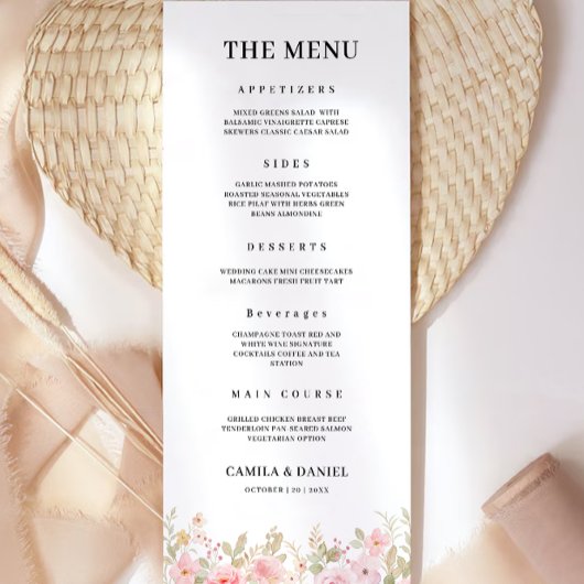 Roos Wedding Menu Kaarten Sjabloon