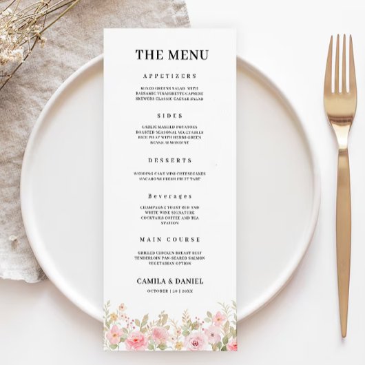 Roos Wedding Menu Kaarten Sjabloon