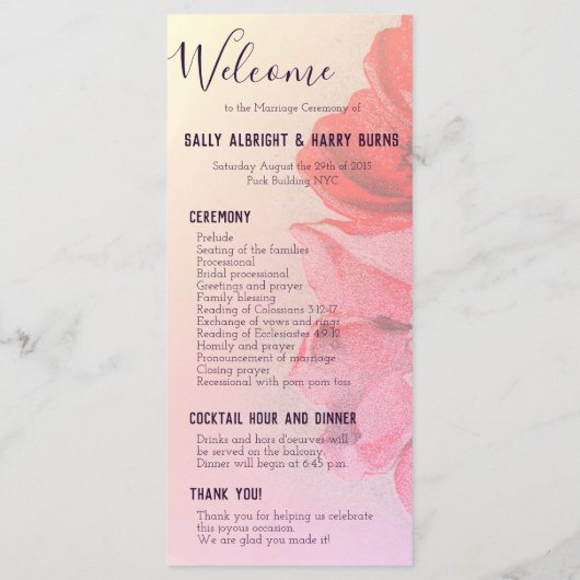  Roos Wedding Programme Programma (Achterkant)