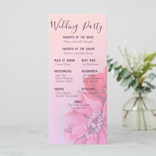  Roos Wedding Programme Programma (Staand voorkant)