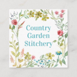 Roos Wilde bloem Brede Waterverf Botanisch Vierkante Visitekaartje