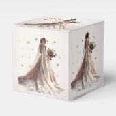 Roos Winter Bruid Golden Shiny Heart Party Bedankdoosjes (Voorkant Zijde)