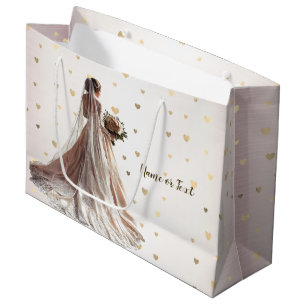 Roos Winter Bruid Golden Shiny Heart Party Groot Cadeauzakje