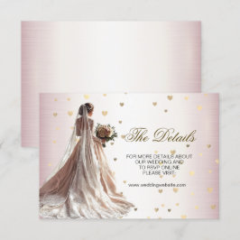 Roos Winter Bruid Golden Shiny Hearts Informatiekaartje