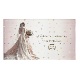 Roos Winter Bruiloft Bruid Gouden Glanzende Hart F Naambadge