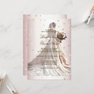 Roos Winter Trouwjurk Bruid Gouden Glanzend Hart Kaart